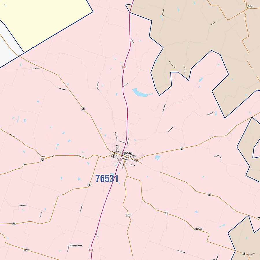 Hamilton County, TX Colorcast Style Wall Map