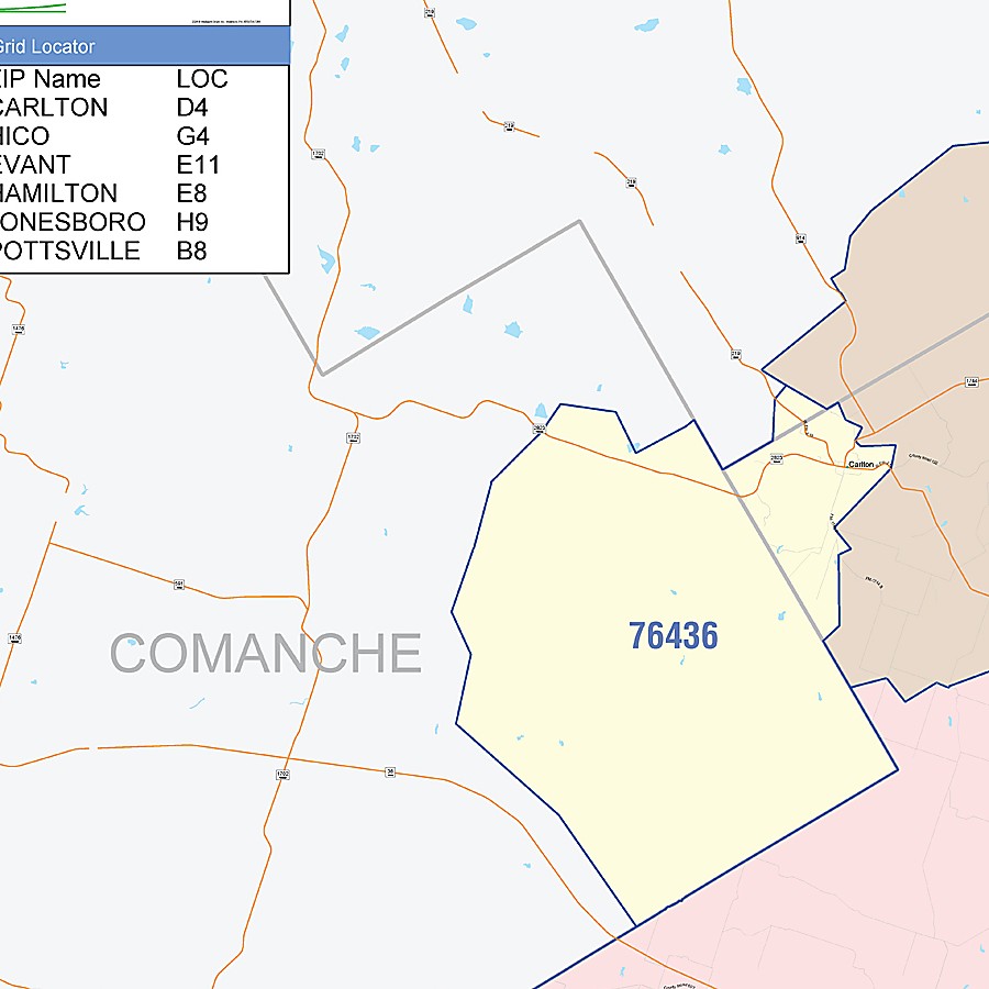 Hamilton County, TX Colorcast Style Wall Map