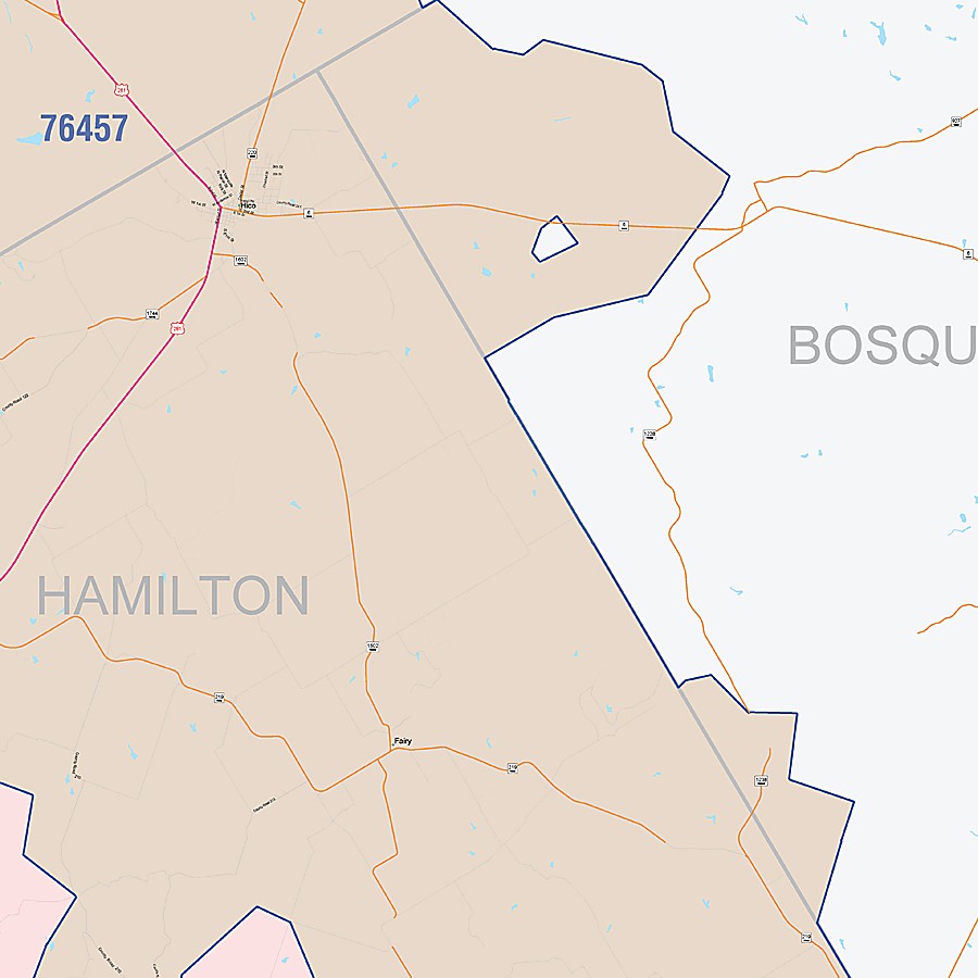 Hamilton County, TX Colorcast Style Wall Map