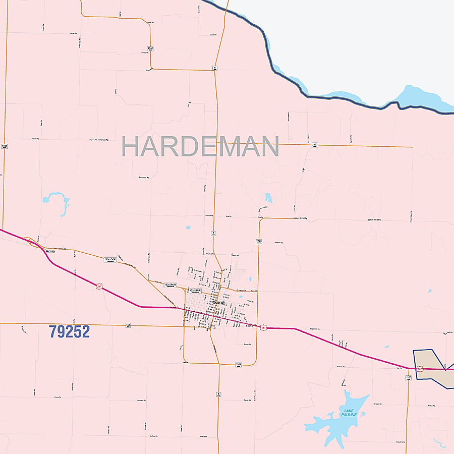 Hardeman County, TX Colorcast Style Wall Map