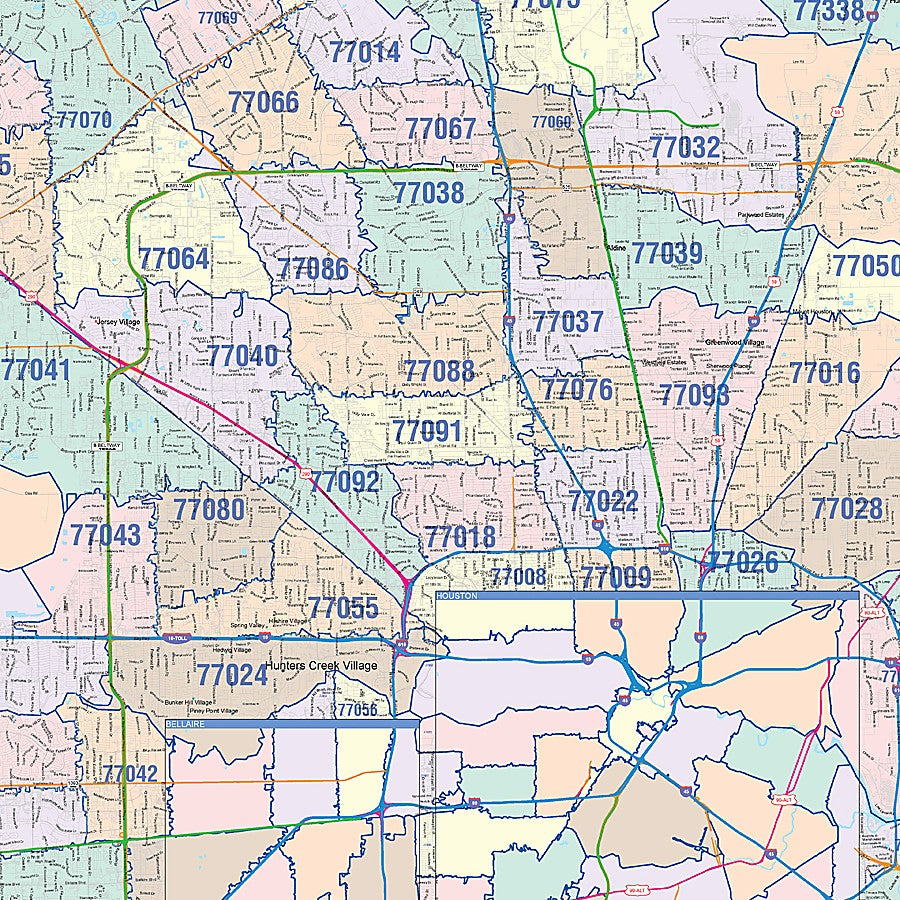 Harris County, TX Colorcast Style Wall Map