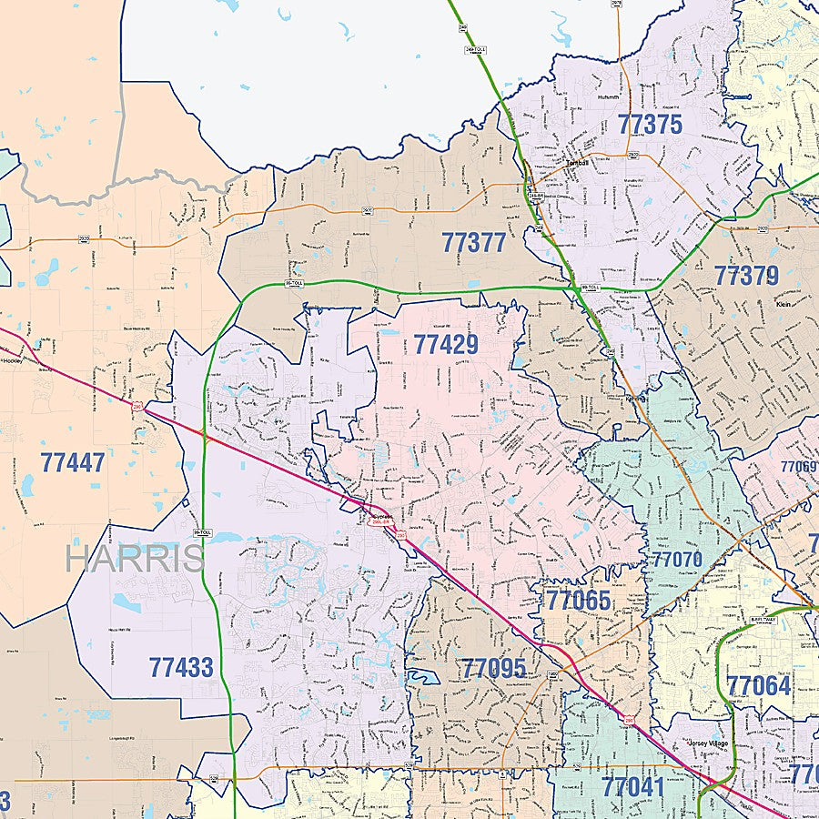 Harris County, TX Colorcast Style Wall Map