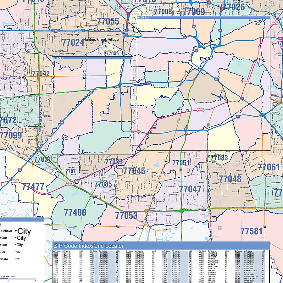 Harris County, TX Colorcast Style Wall Map