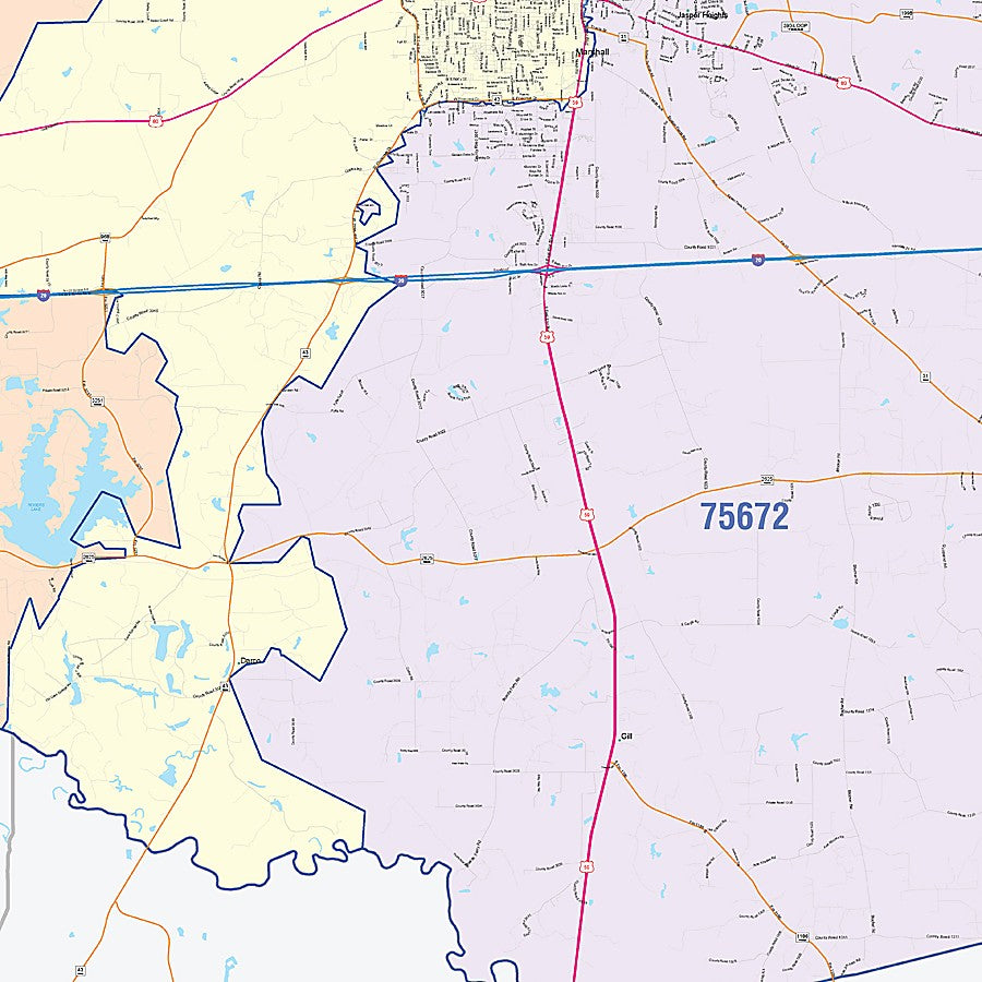 Harrison County, TX Colorcast Style Wall Map