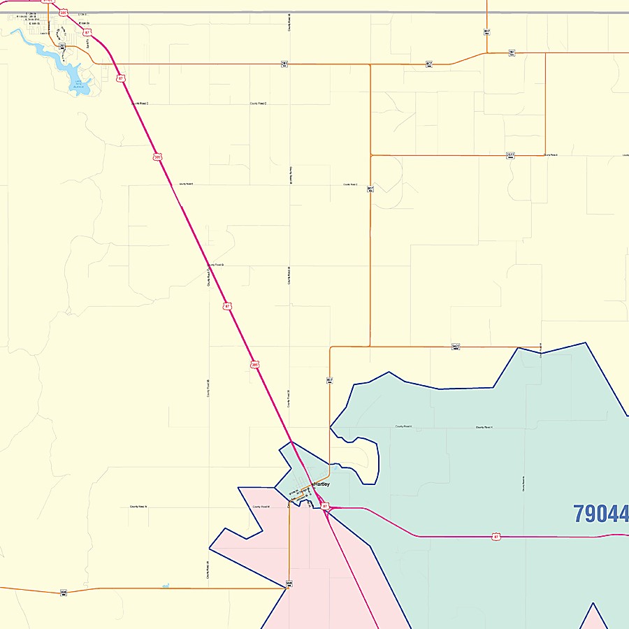 Hartley County, TX Colorcast Style Wall Map