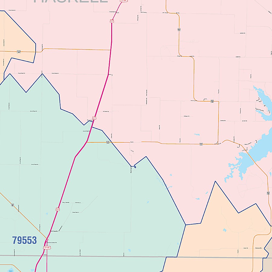 Haskell County, TX Colorcast Style Wall Map