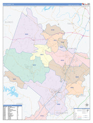 Hays County, TX Colorcast Style Wall Map