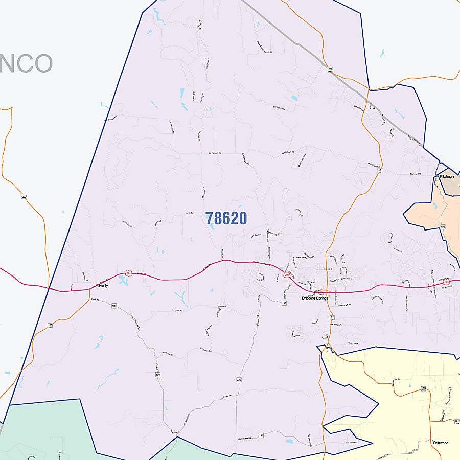 Hays County, TX Colorcast Style Wall Map