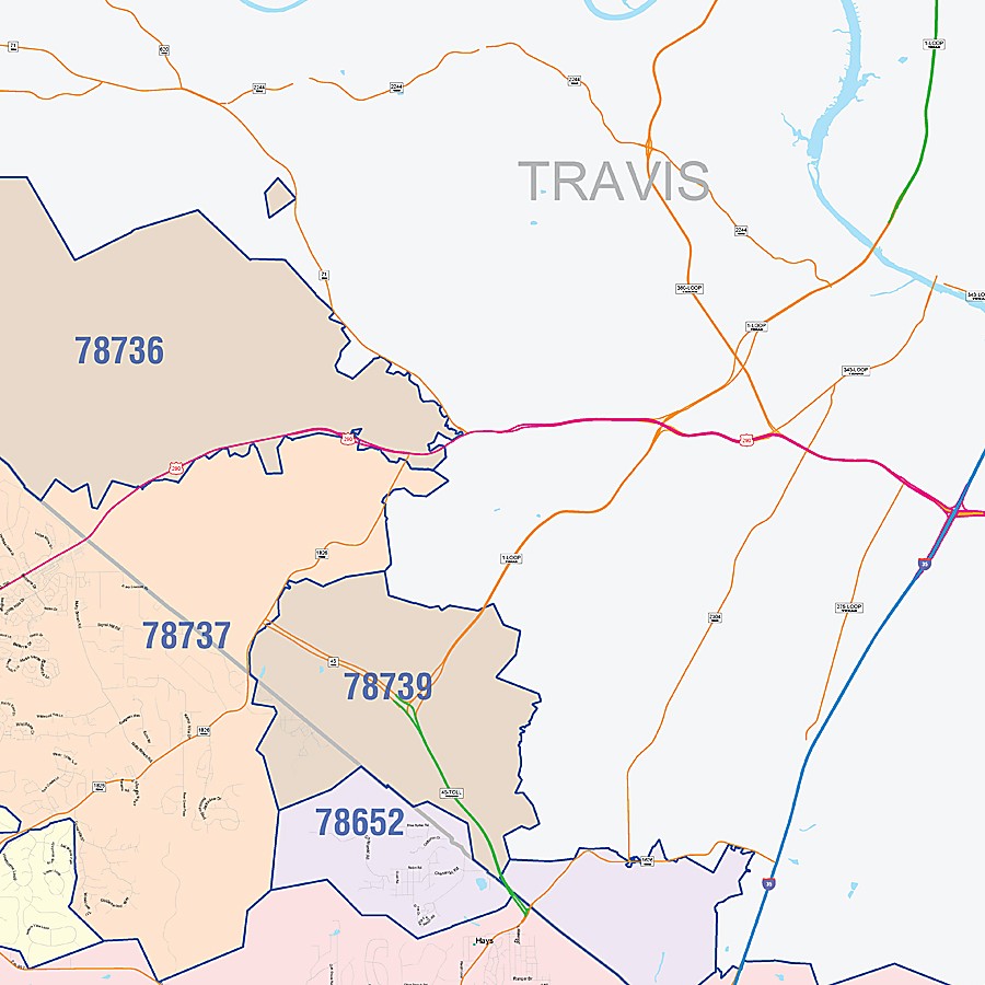 Hays County, TX Colorcast Style Wall Map