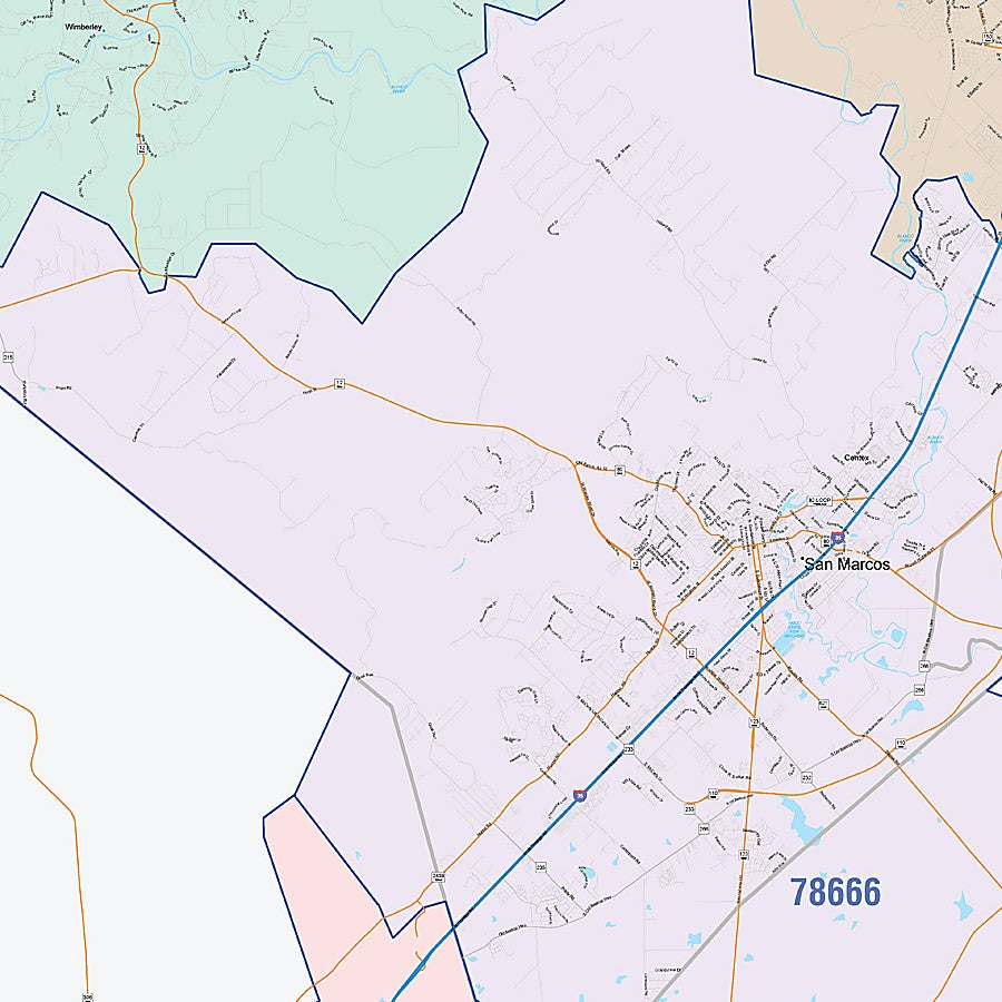 Hays County, TX Colorcast Style Wall Map