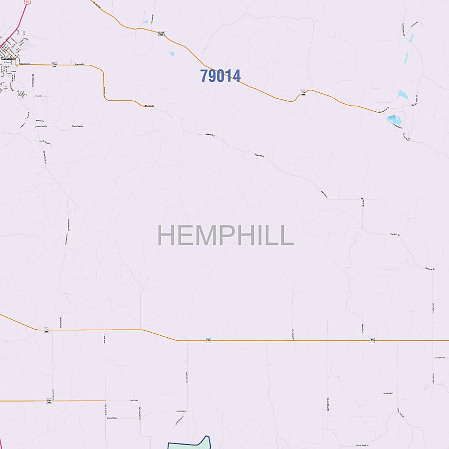 Hemphill County, TX Colorcast Style Wall Map