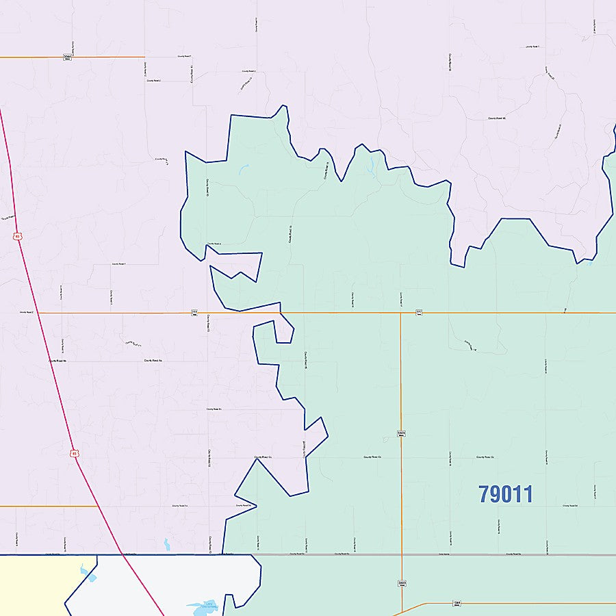 Hemphill County, TX Colorcast Style Wall Map
