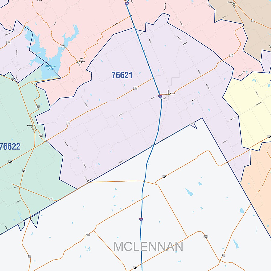 Hill County, TX Colorcast Style Wall Map