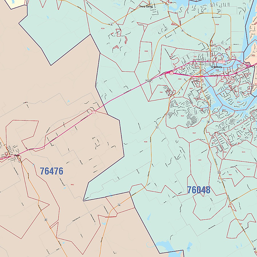 Hood County, TX Colorcast Style Wall Map