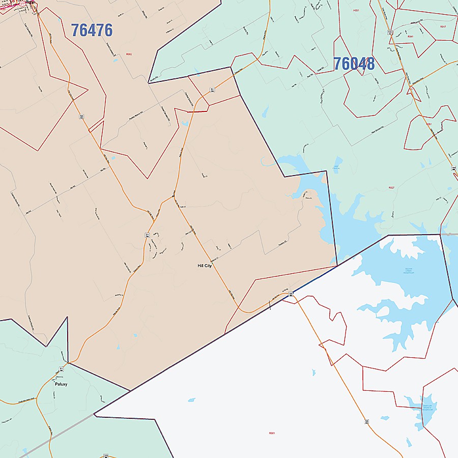 Hood County, TX Colorcast Style Wall Map