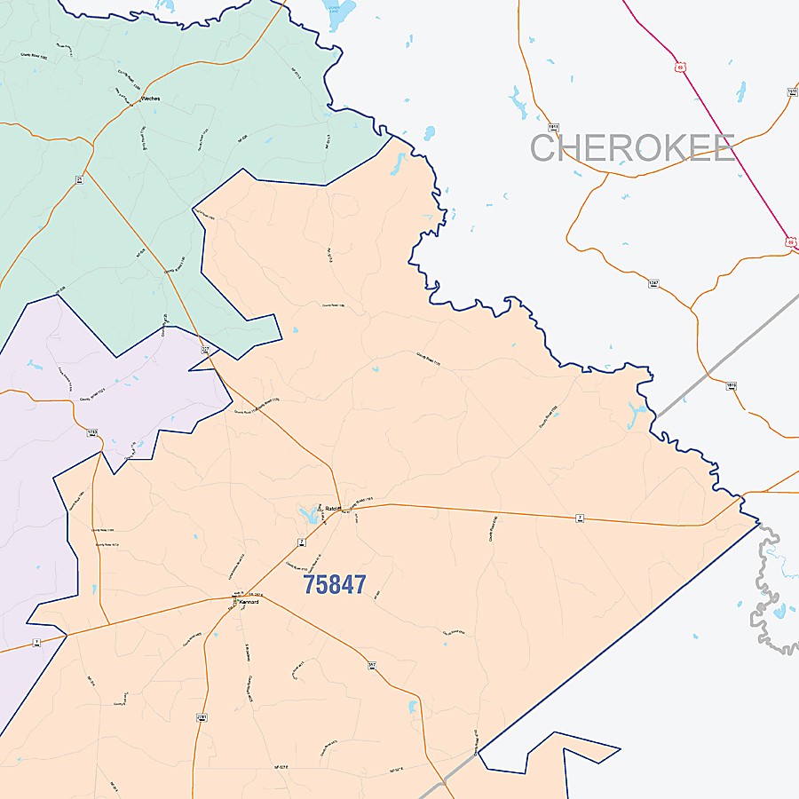 Houston County, TX Colorcast Style Wall Map