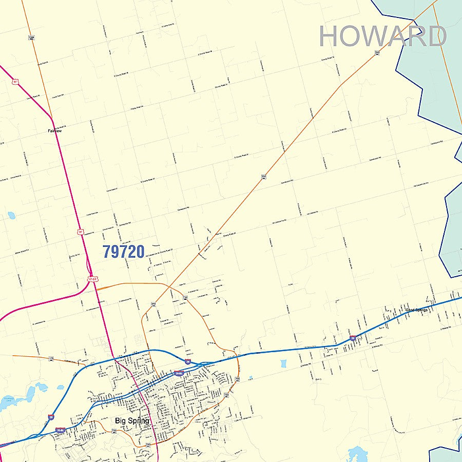 Howard County, TX Colorcast Style Wall Map