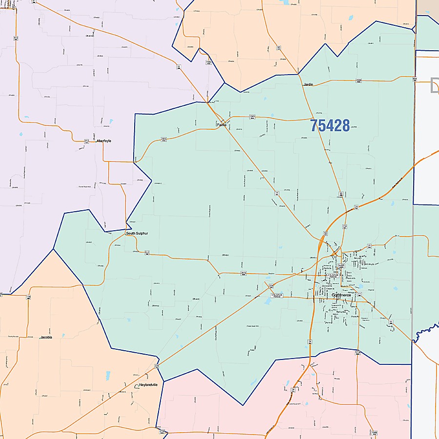 Hunt County, TX Colorcast Style Wall Map