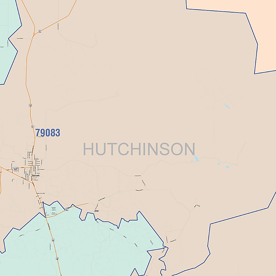 Hutchinson County, TX Colorcast Style Wall Map
