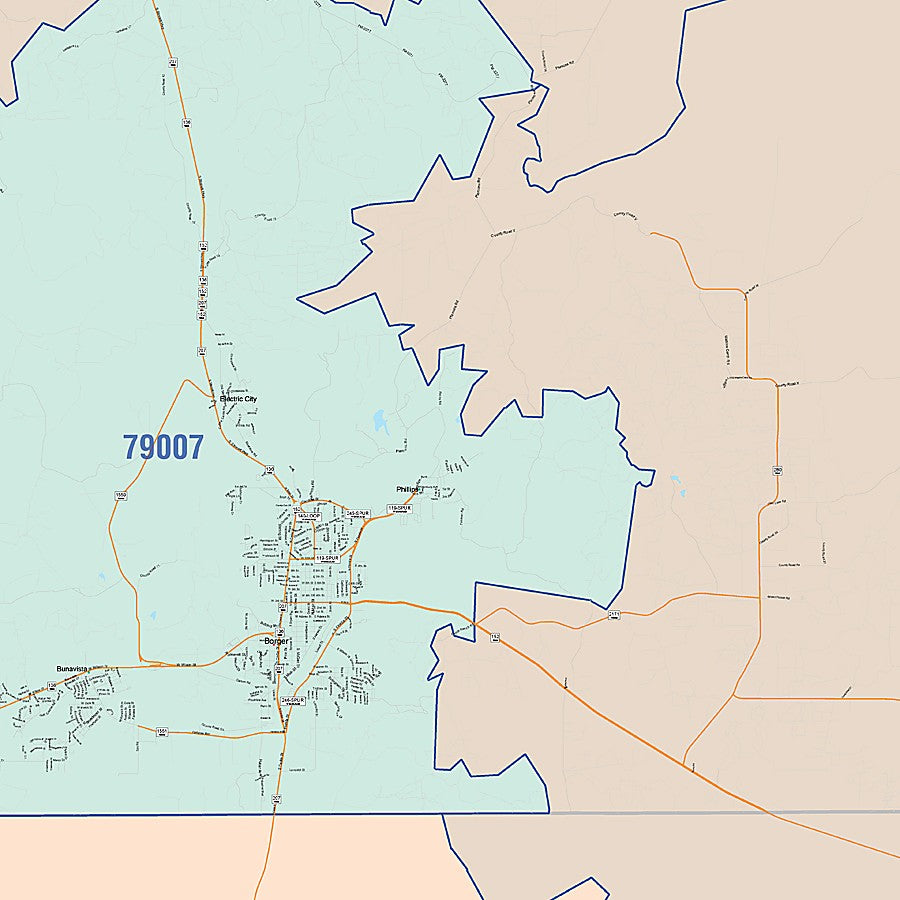 Hutchinson County, TX Colorcast Style Wall Map