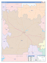 Jack County, TX Colorcast Style Wall Map