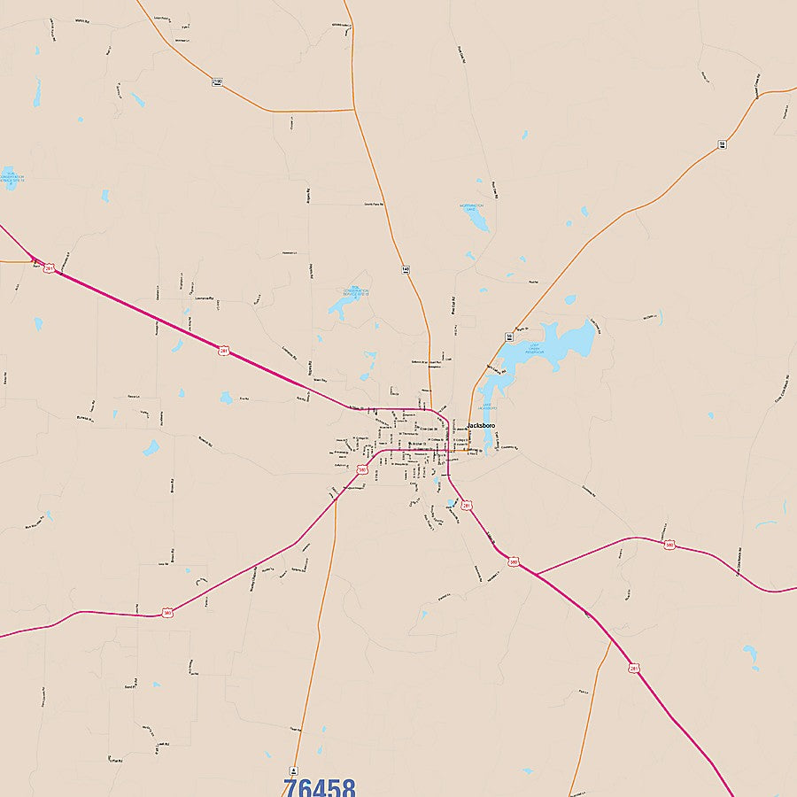 Jack County, TX Colorcast Style Wall Map