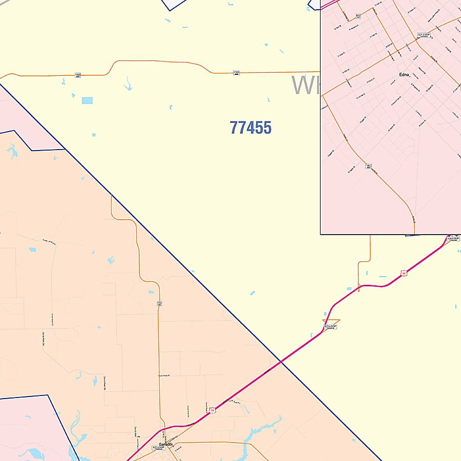 Jackson County, TX Colorcast Style Wall Map