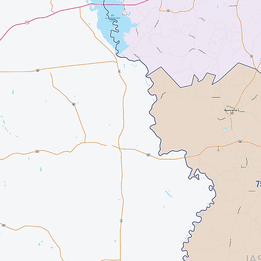 Jasper County, TX Colorcast Style Wall Map