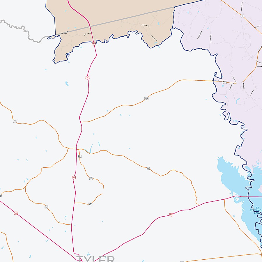 Jasper County, TX Colorcast Style Wall Map