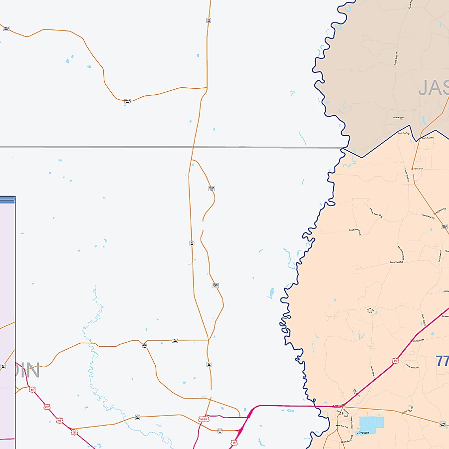 Jasper County, TX Colorcast Style Wall Map