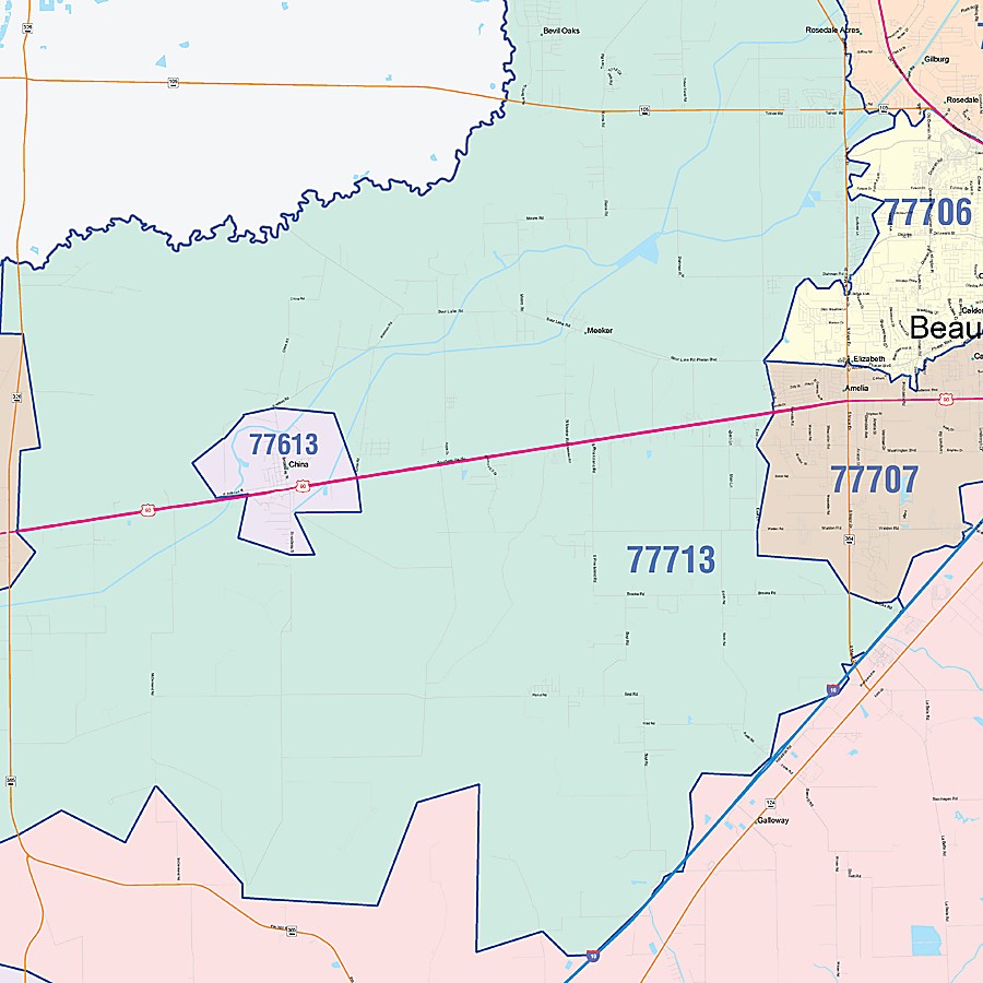Jefferson County, TX Colorcast Style Wall Map