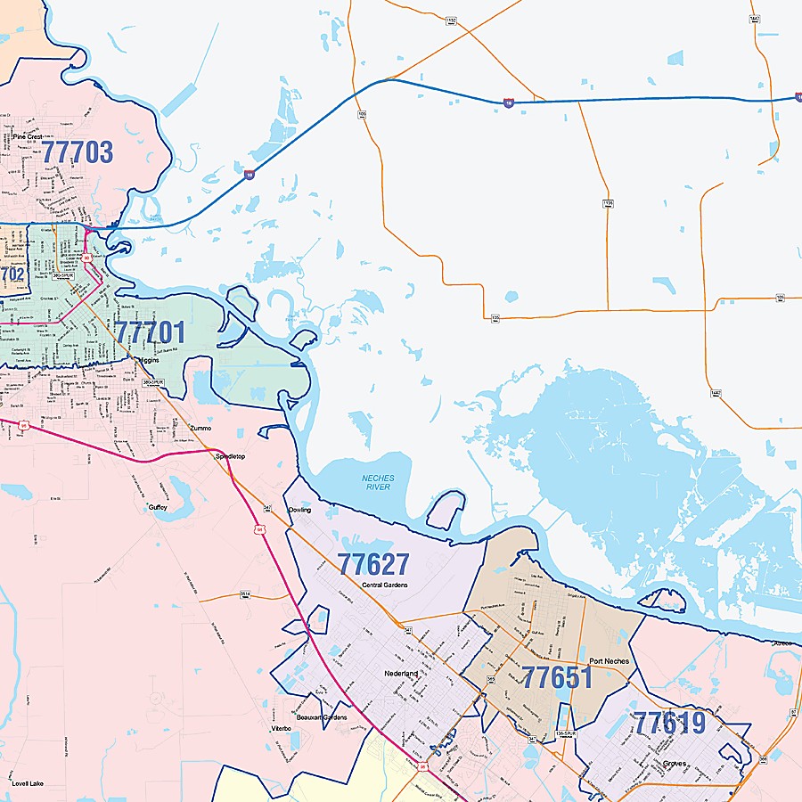 Jefferson County, TX Colorcast Style Wall Map