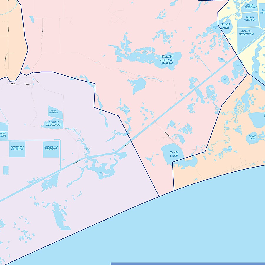 Jefferson County, TX Colorcast Style Wall Map