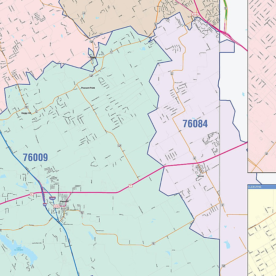Johnson County, TX Colorcast Style Wall Map