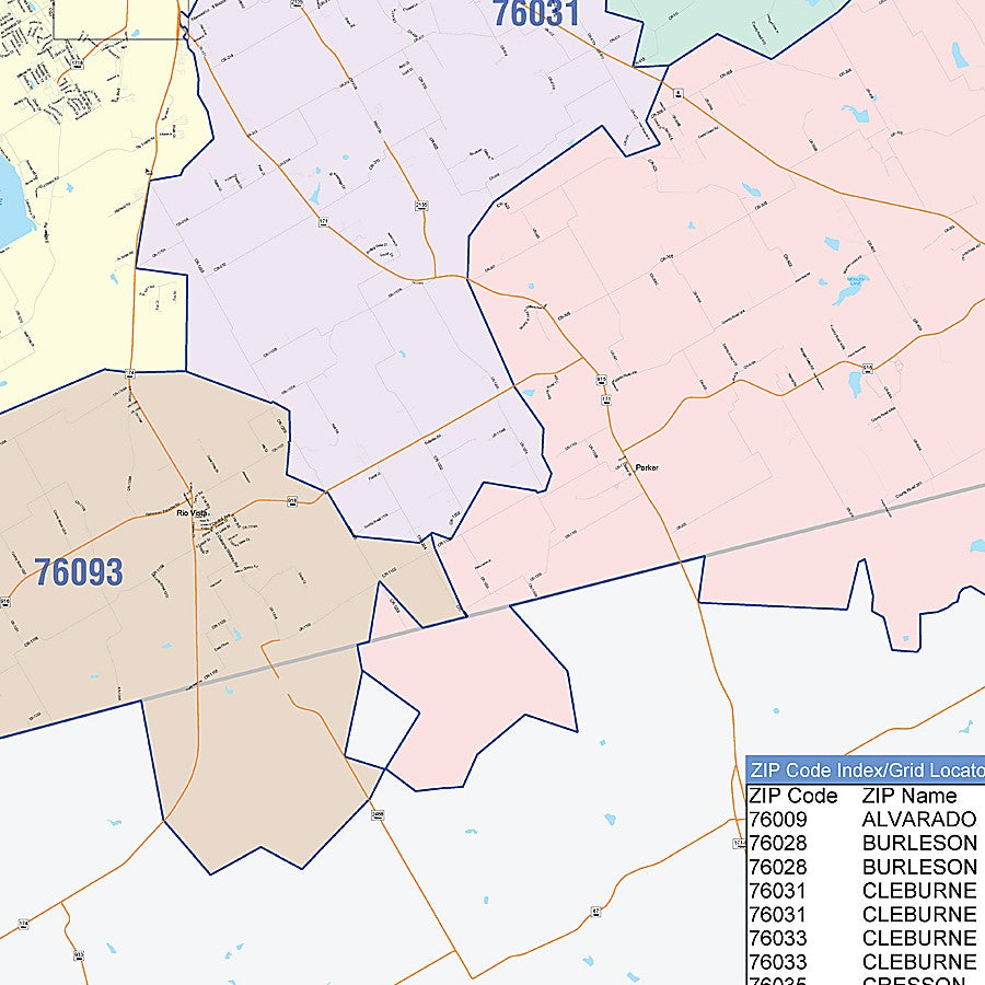 Johnson County, TX Colorcast Style Wall Map
