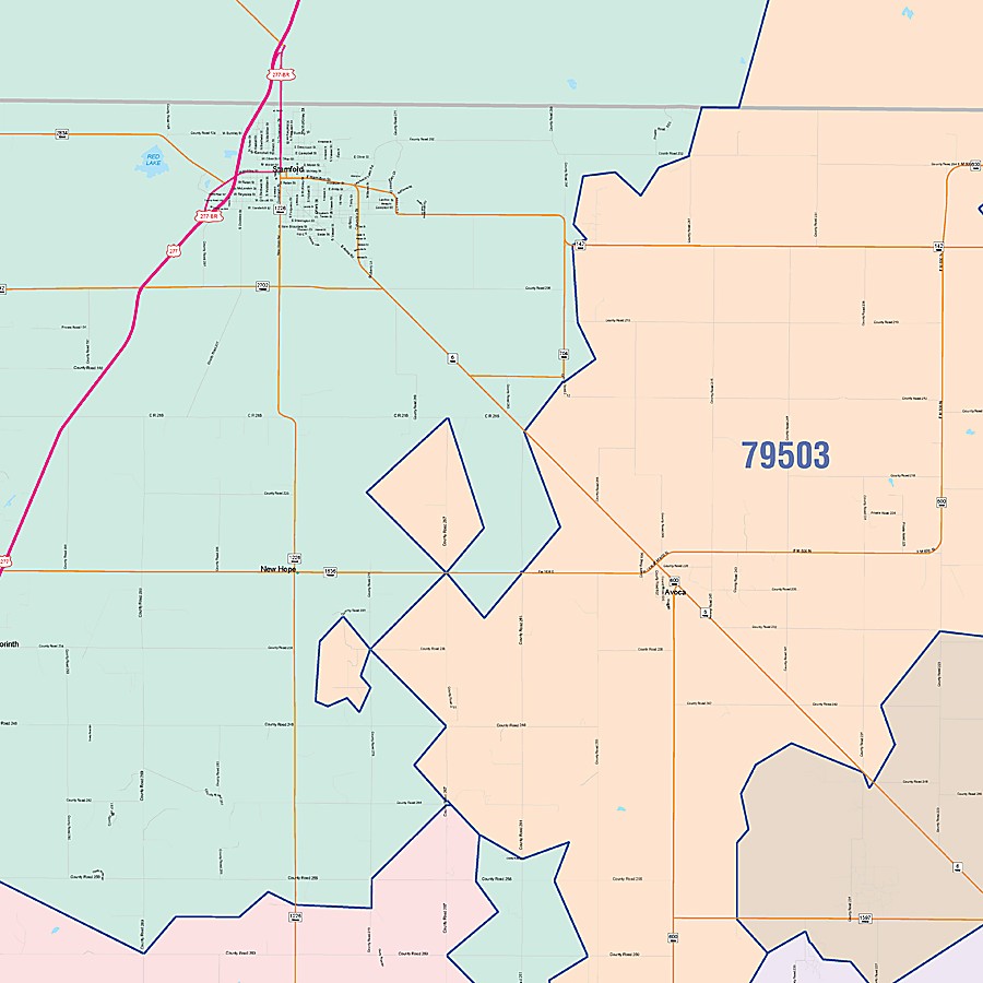 Jones County, TX Colorcast Style Wall Map