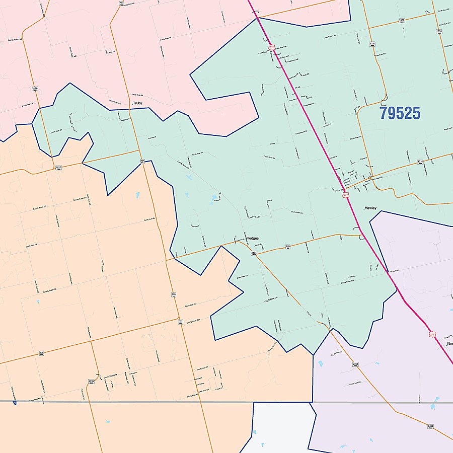 Jones County, TX Colorcast Style Wall Map