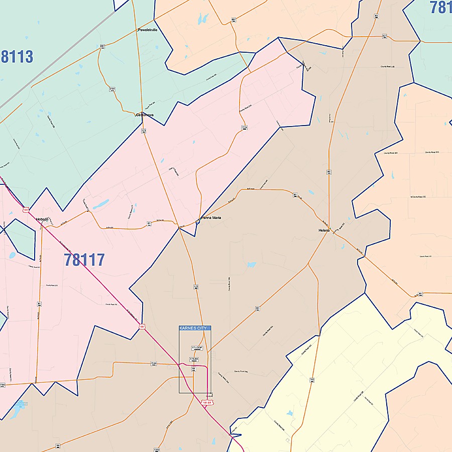 Karnes County, TX Colorcast Style Wall Map