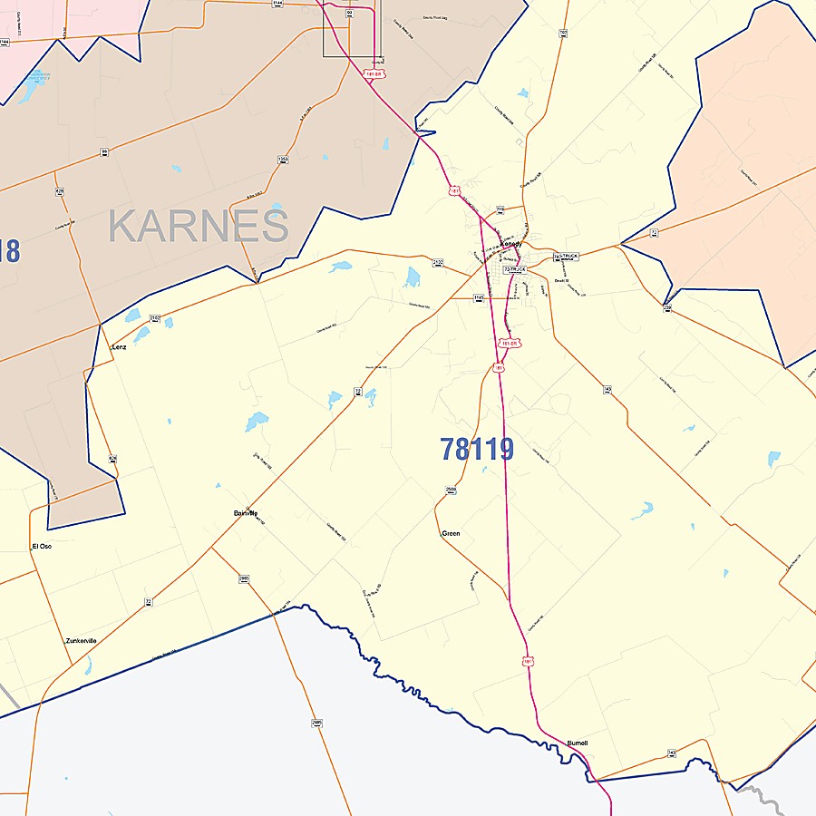 Karnes County, TX Colorcast Style Wall Map