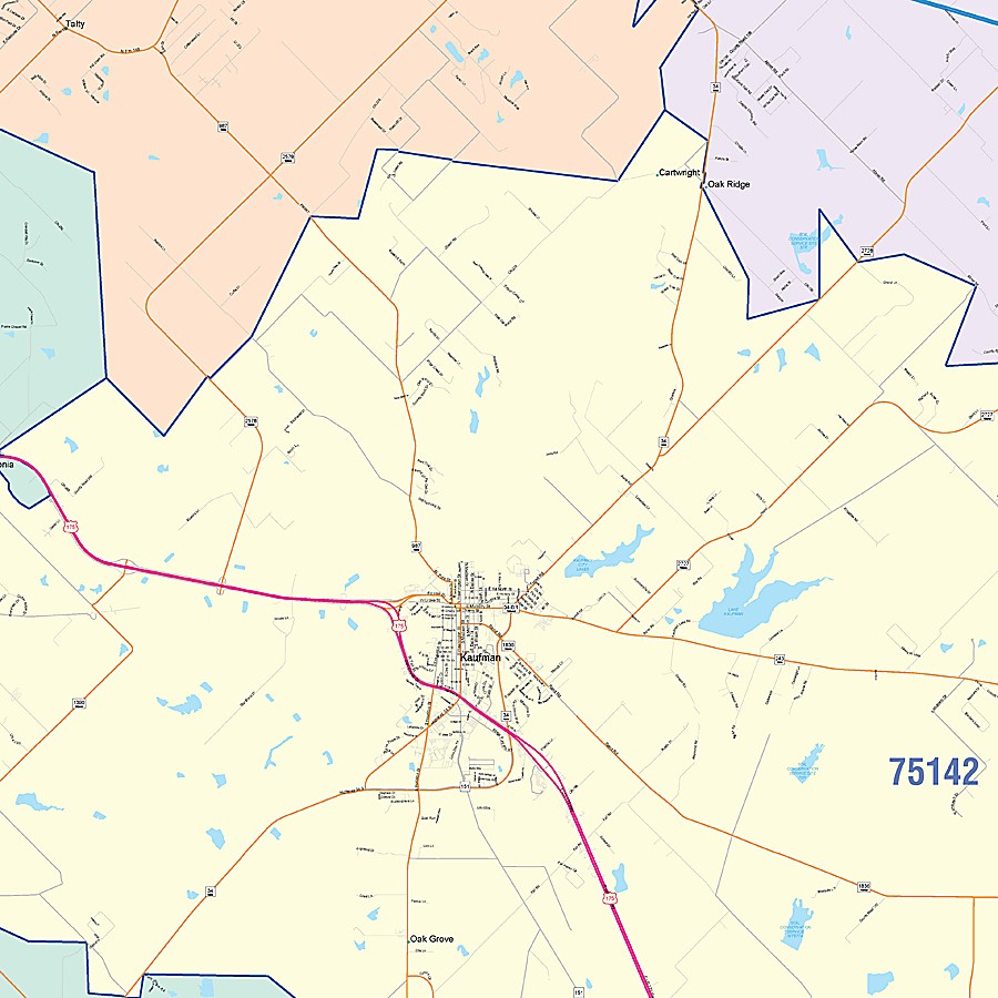 Kaufman County, TX Colorcast Style Wall Map