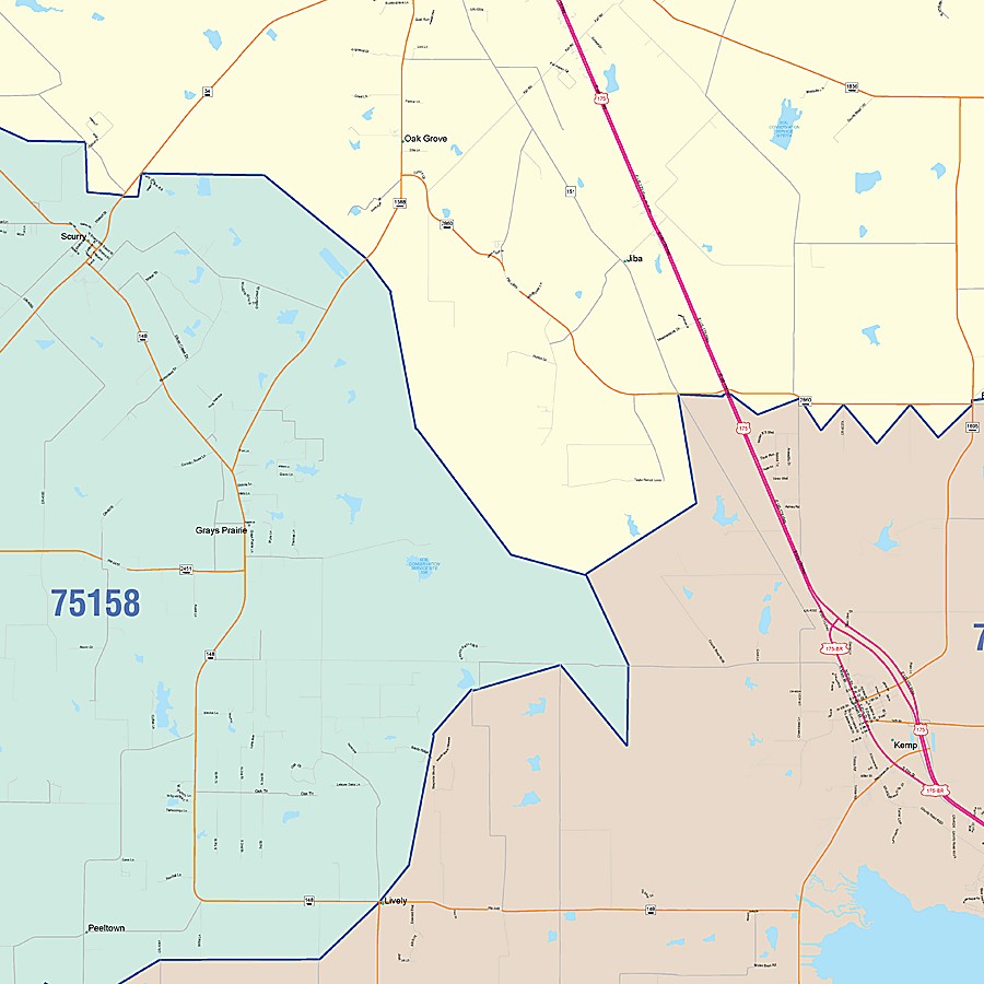 Kaufman County, TX Colorcast Style Wall Map