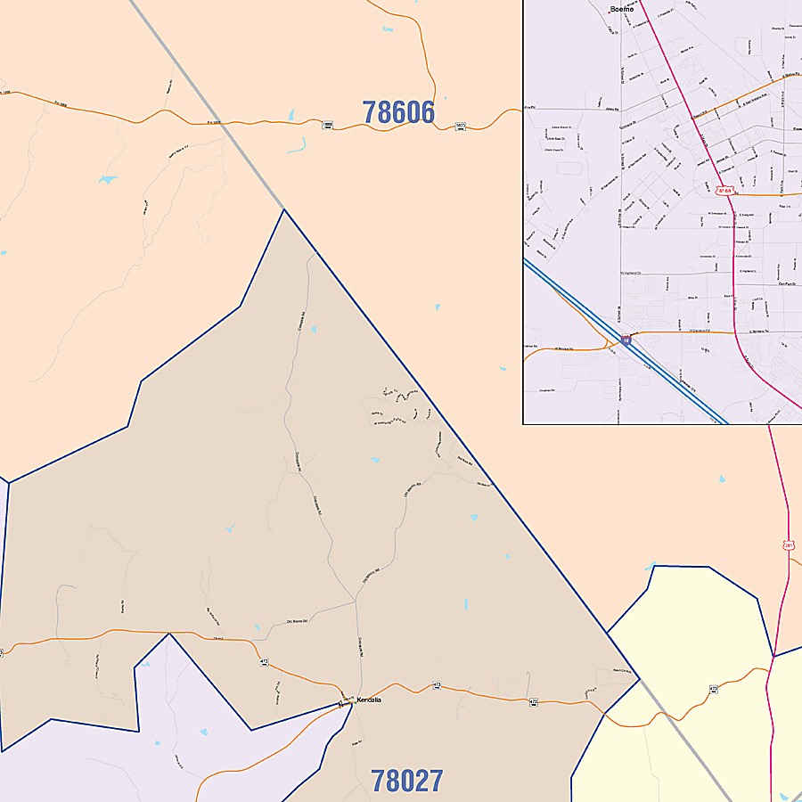 Kendall County, TX Colorcast Style Wall Map