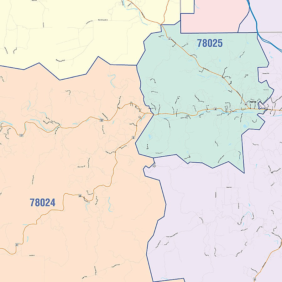 Kerr County, TX Colorcast Style Wall Map