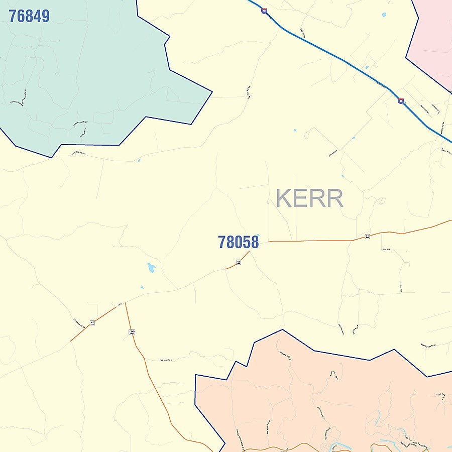 Kerr County, TX Colorcast Style Wall Map
