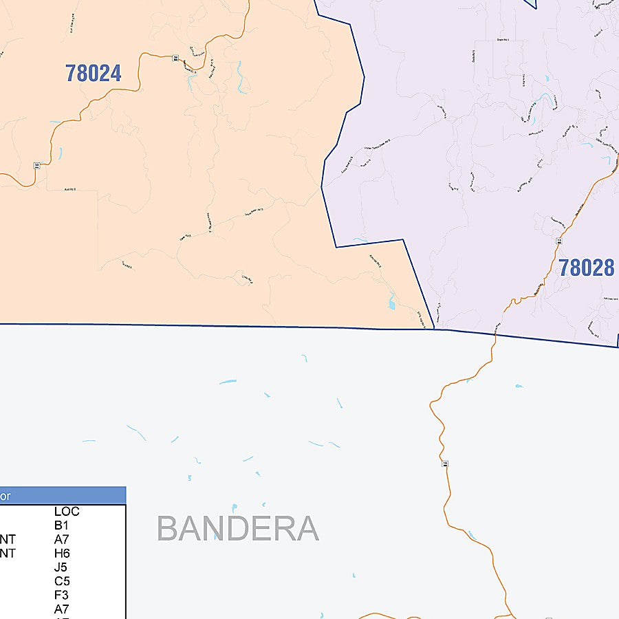 Kerr County, TX Colorcast Style Wall Map