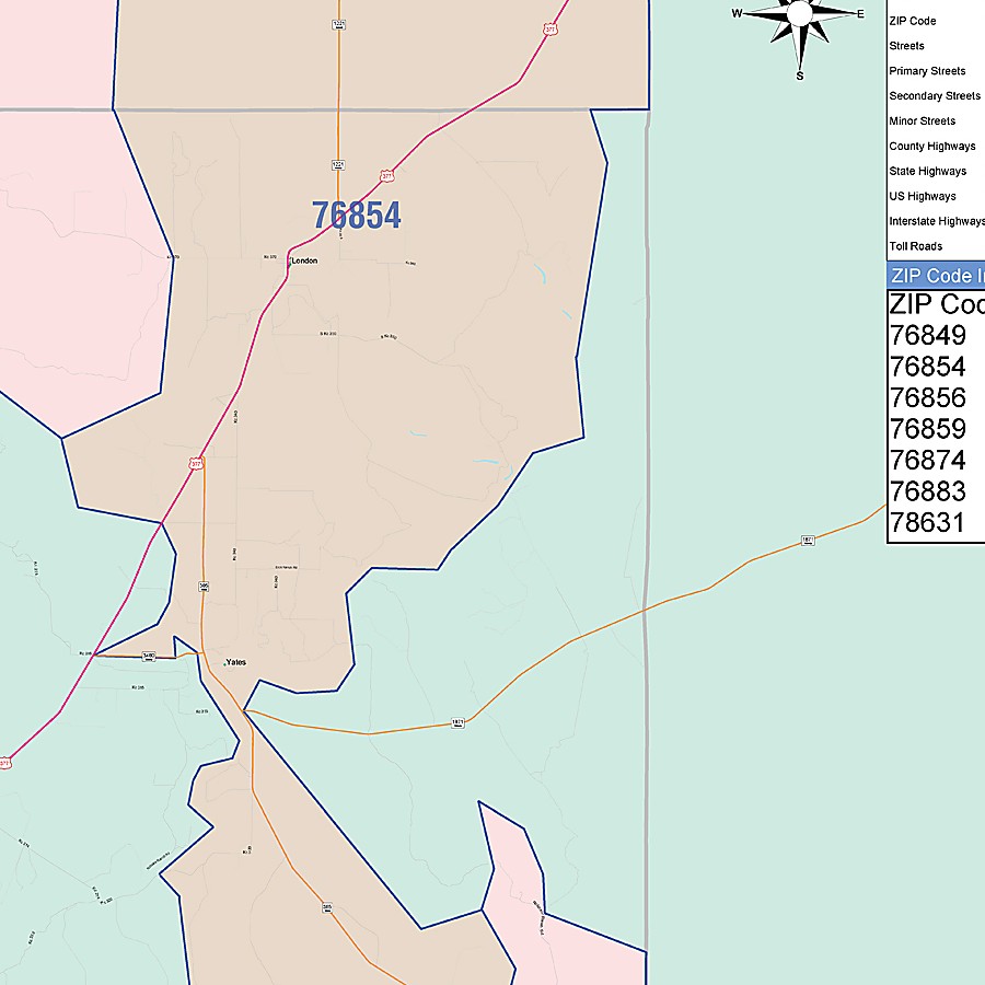 Kimble County, TX Colorcast Style Wall Map