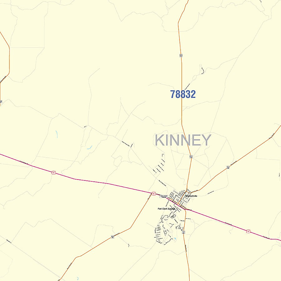 Kinney County, TX Colorcast Style Wall Map