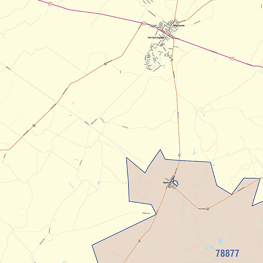 Kinney County, TX Colorcast Style Wall Map
