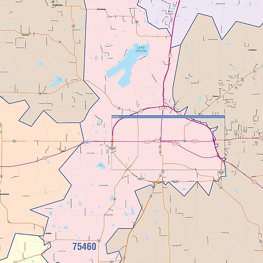 Lamar County, TX Colorcast Style Wall Map