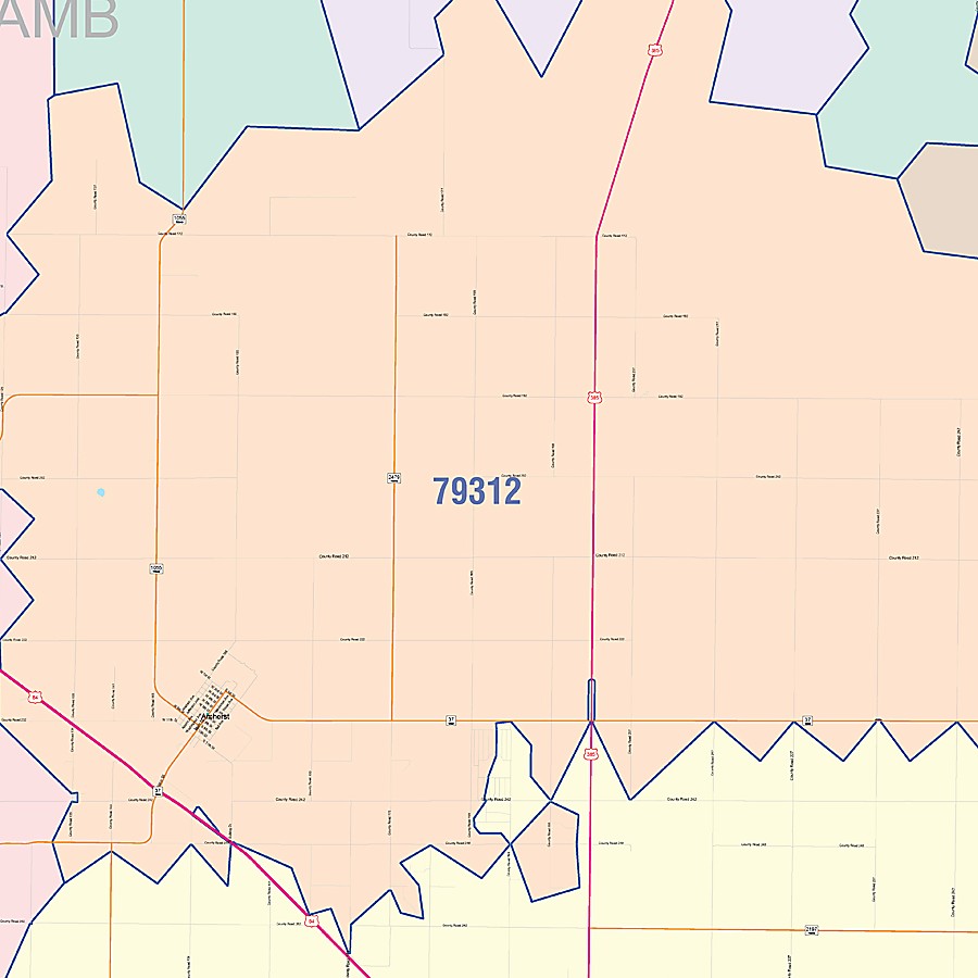 Lamb County, TX Colorcast Style Wall Map